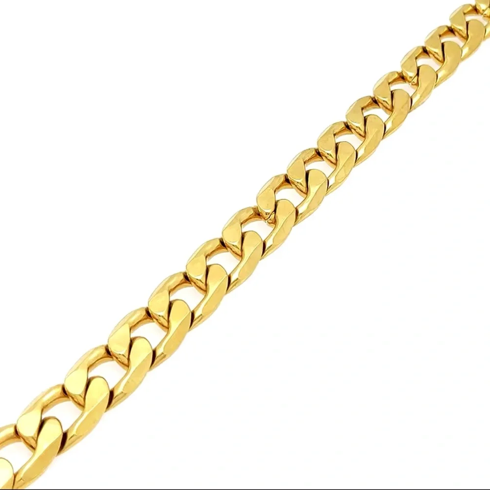 Gold Plated Cuban Link Chain Bracelet for Men Hip Hop Heavy Duty Stainless Steel